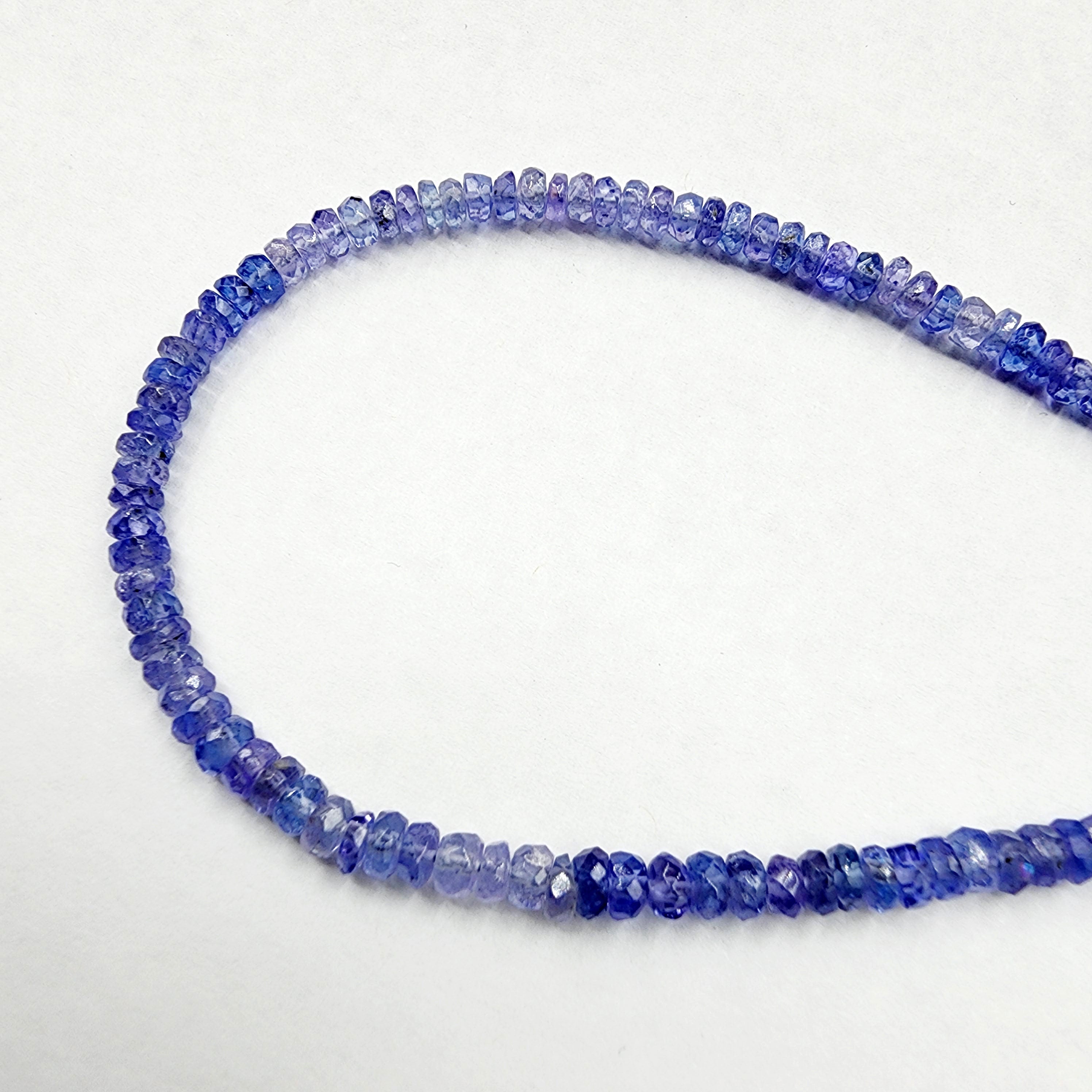 Sterling Silver Tanzanite Necklace, Gemstone Beaded Natural Tanzanite Necklace, Blue Seed Bead Necklace, Dainty Necklace Gift for Birthday