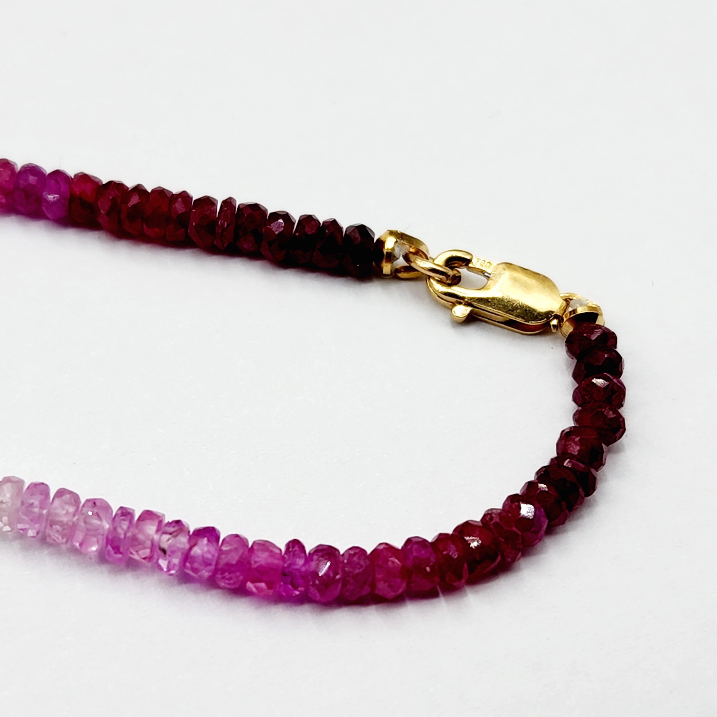 Gold Natural Ruby and Sapphire Beads Necklace,10K Yellow Gold Beaded Necklace, Colorful Beaded Necklace, Dainty Necklace Jewelry Gift