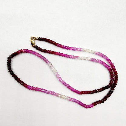 Gold Natural Ruby and Sapphire Beads Necklace,10K Yellow Gold Beaded Necklace, Colorful Beaded Necklace, Dainty Necklace Jewelry Gift