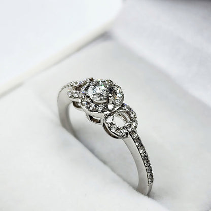 White Gold Diamond Ring for Women, 14K White Gold Natural Diamonds Ring for Her, Promise Anniversary Ring Wedding Engagement Rings For Women