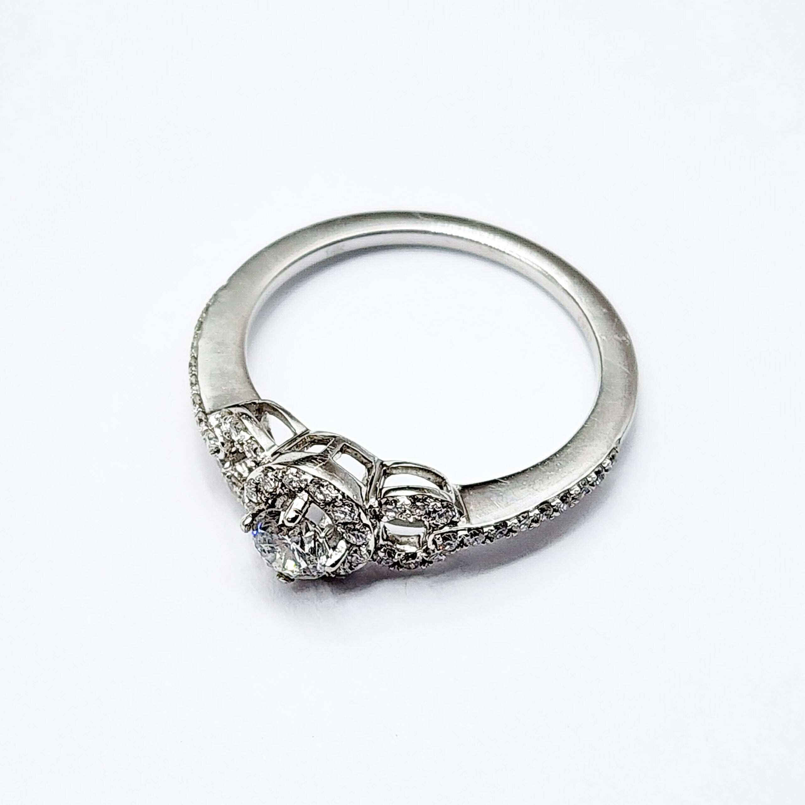 White Gold Diamond Ring for Women, 14K White Gold Natural Diamonds Ring for Her, Promise Anniversary Ring Wedding Engagement Rings For Women