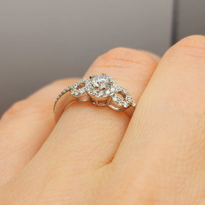 White Gold Diamond Ring for Women, 14K White Gold Natural Diamonds Ring for Her, Promise Anniversary Ring Wedding Engagement Rings For Women