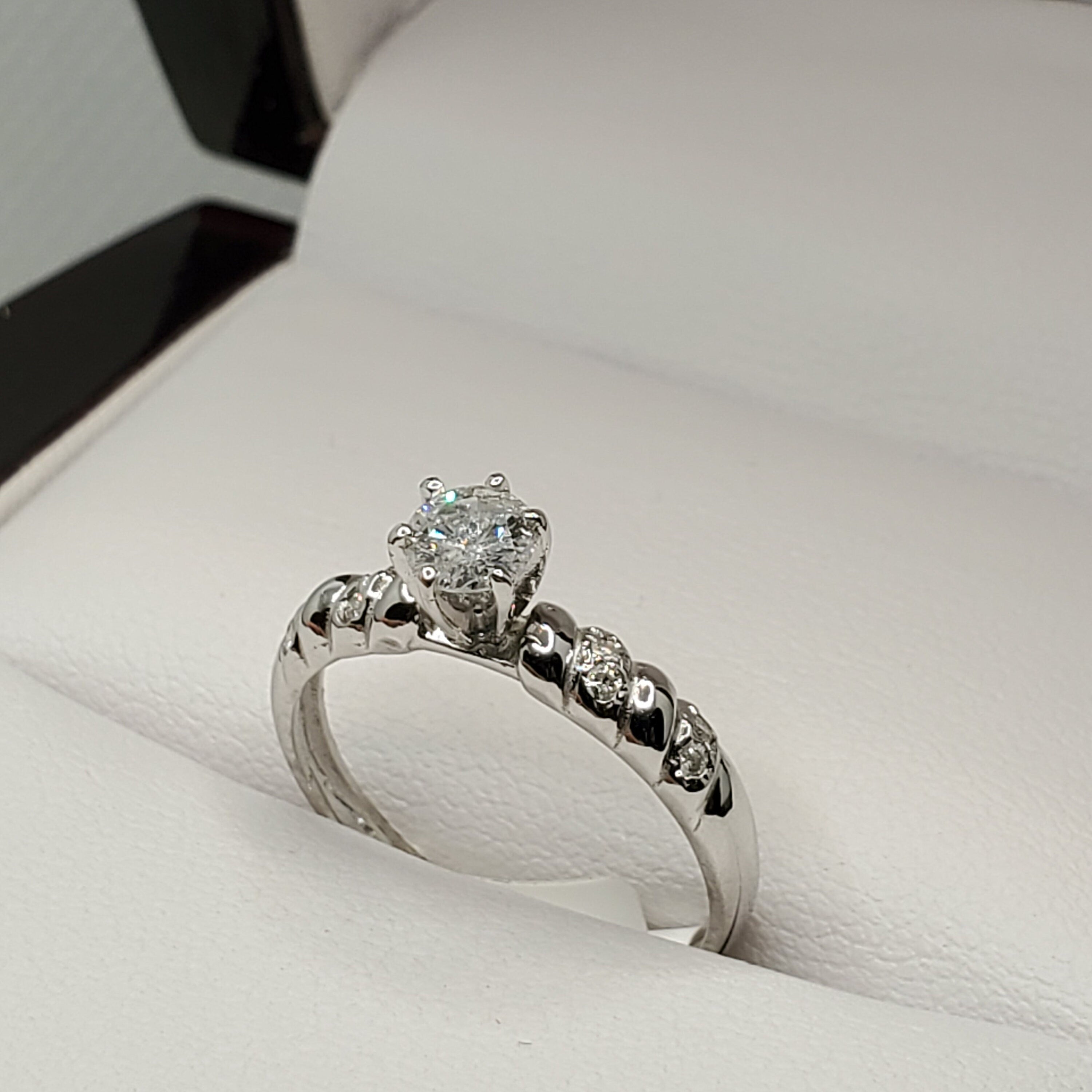 Gold Diamonds Ring, 10K White Gold Natural Diamond 4.6mm Ring, Engagement Wedding Ring for Women,  Diamonds Wedding Ring for Her Luxury Gift