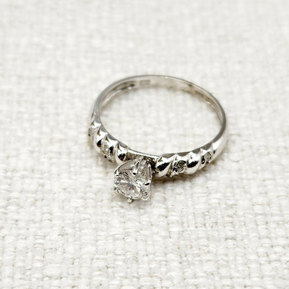 Gold Diamonds Ring, 10K White Gold Natural Diamond 4.6mm Ring, Engagement Wedding Ring for Women,  Diamonds Wedding Ring for Her Luxury Gift