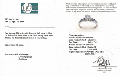 Gold Diamonds Ring, 10K White Gold Natural Diamond 4.6mm Ring, Engagement Wedding Ring for Women,  Diamonds Wedding Ring for Her Luxury Gift
