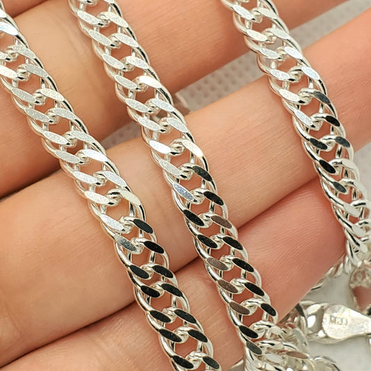 925 Sterling Silver Curb Chain ,5.4mm, 22 inches, Solid Silver Heavy Chain Necklace  for Men or Women, Simple Everyday High Quality Chain