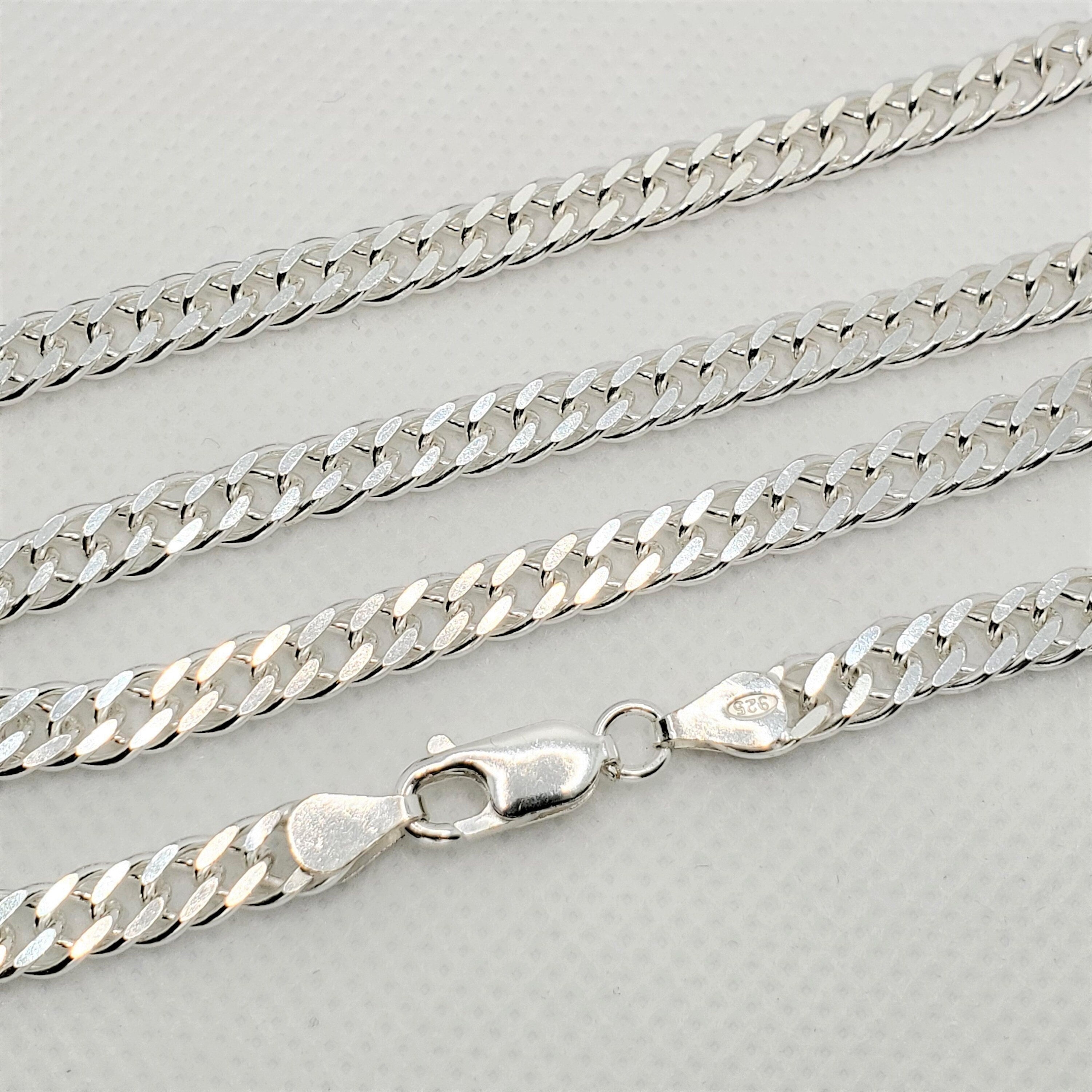 925 Sterling Silver Curb Chain ,5.4mm, 22 inches, Solid Silver Heavy Chain Necklace  for Men or Women, Simple Everyday High Quality Chain