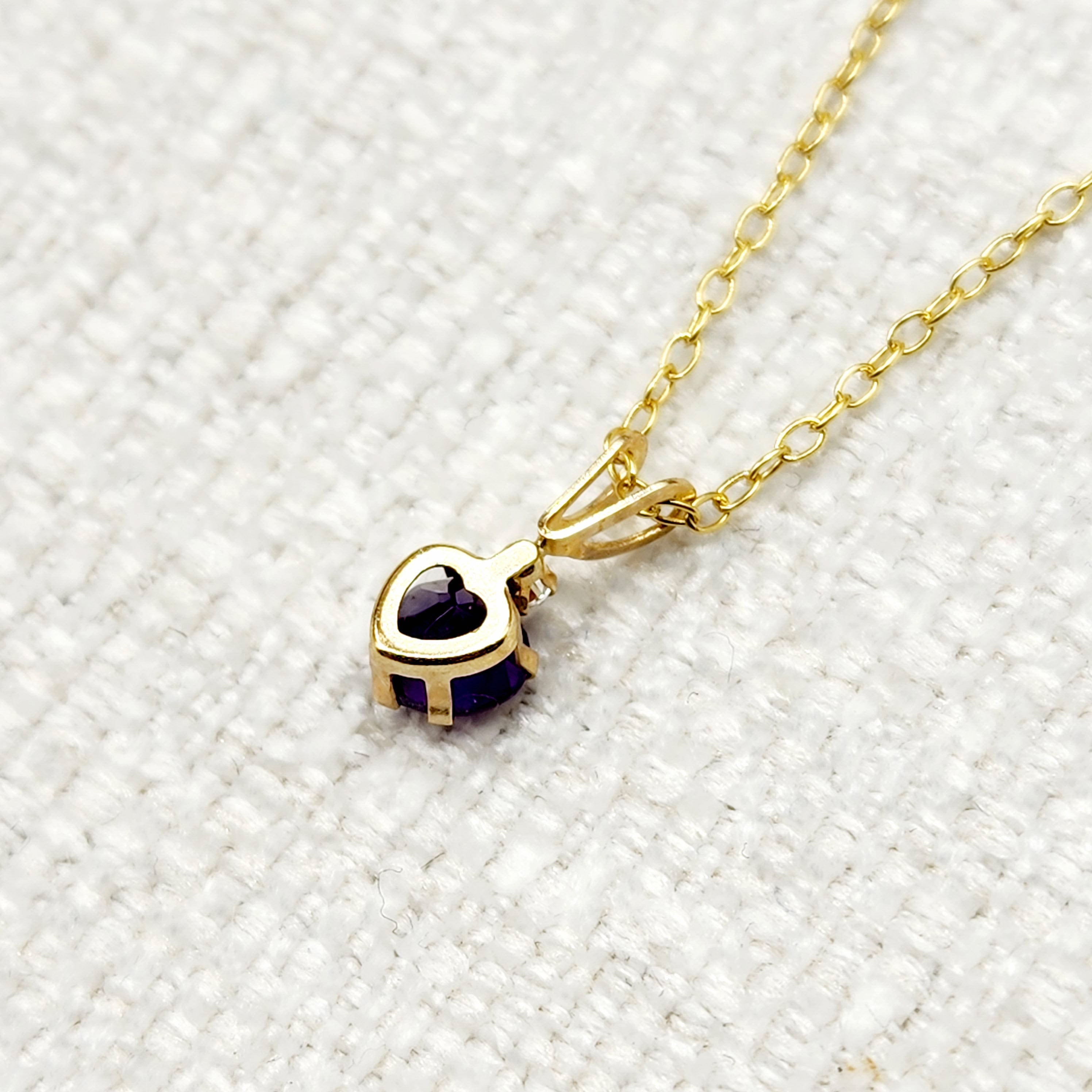 Gold Natural Gemstone 5mm Pendant Necklace, 10K Yellow Gold  Heart Shaped Genuine Stone Pendant, Birthstone Jewellery, Valentine Gift