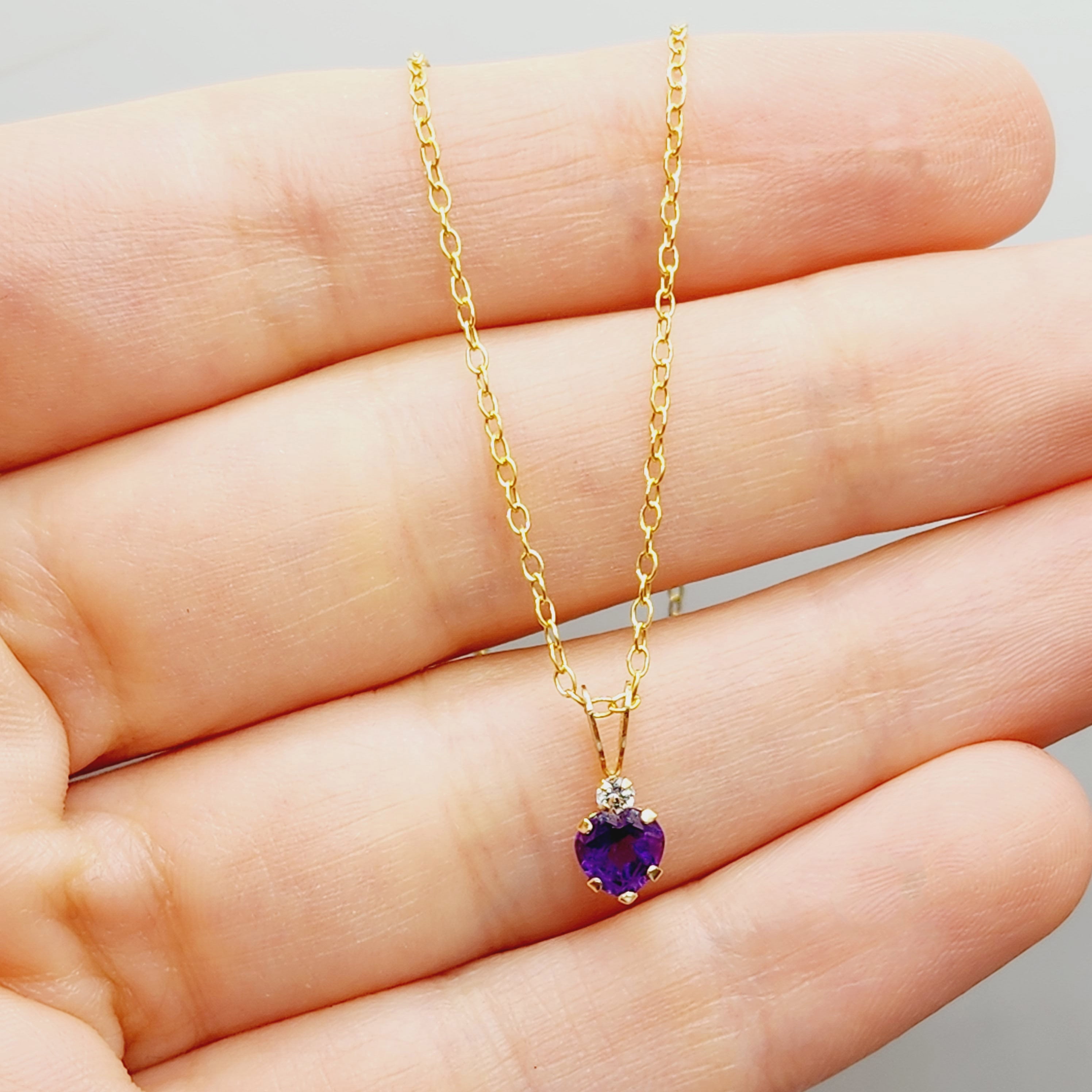 Gold Natural Gemstone 5mm Pendant Necklace, 10K Yellow Gold  Heart Shaped Genuine Stone Pendant, Birthstone Jewellery, Valentine Gift
