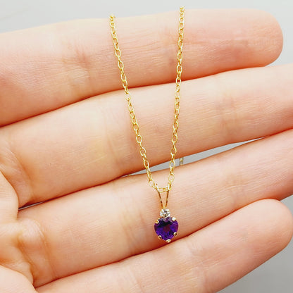 Gold Natural Gemstone 5mm Pendant Necklace, 10K Yellow Gold  Heart Shaped Genuine Stone Pendant, Birthstone Jewellery, Valentine Gift