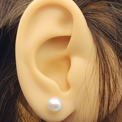 Gold Pearl Stud Earrings, 14K Yellow Gold Natural Cultured Pearl Earrings, June Birthstone, Birthstone Earrings, Handmade Earrings