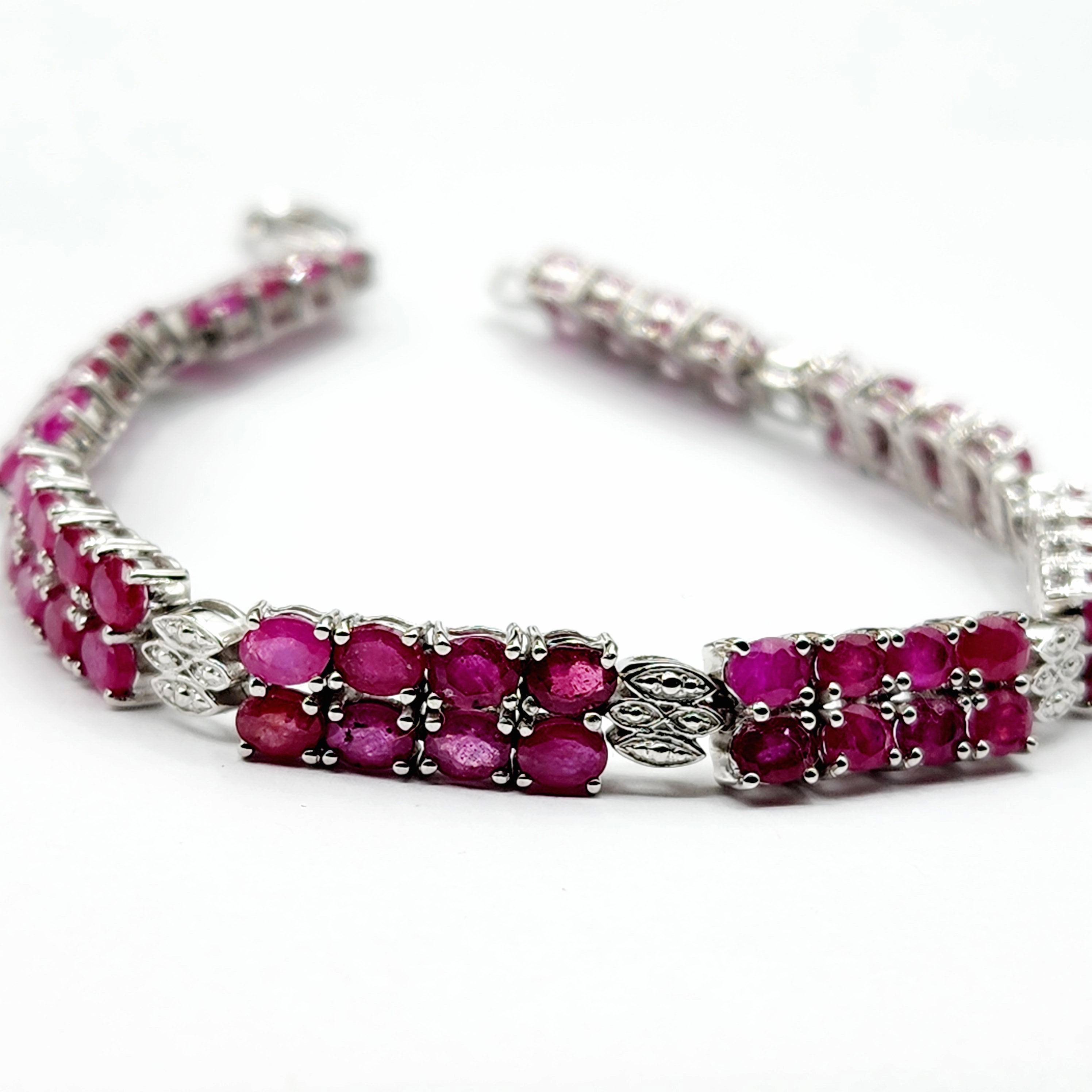 Sterling Silver Ruby Bracelet, 925 Silver Genuine Ruby Bracelet, July Birthstone, Bracelet for Women, Dainty Gemstone Bracelet Girlfriend