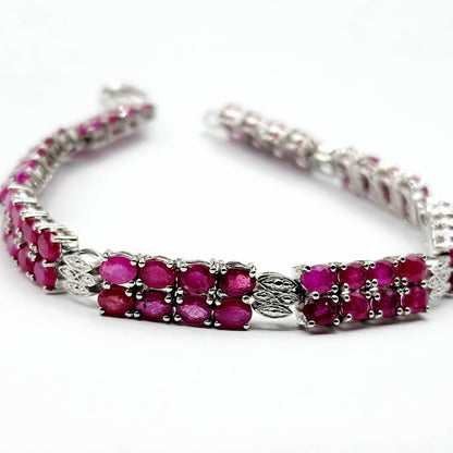 Sterling Silver Ruby Bracelet, 925 Silver Genuine Ruby Bracelet, July Birthstone, Bracelet for Women, Dainty Gemstone Bracelet Girlfriend