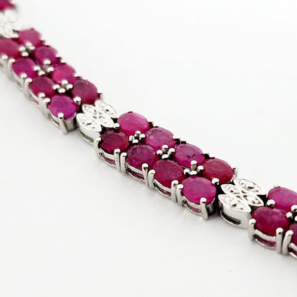 Sterling Silver Ruby Bracelet, 925 Silver Genuine Ruby Bracelet, July Birthstone, Bracelet for Women, Dainty Gemstone Bracelet Girlfriend