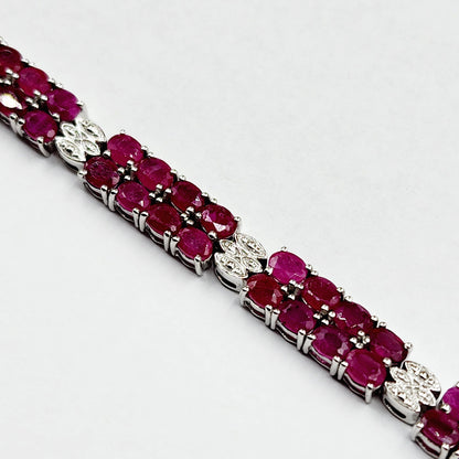 Sterling Silver Ruby Bracelet, 925 Silver Genuine Ruby Bracelet, July Birthstone, Bracelet for Women, Dainty Gemstone Bracelet Girlfriend