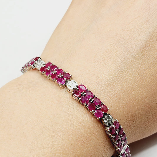 Sterling Silver Ruby Bracelet, 925 Silver Genuine Ruby Bracelet, July Birthstone, Bracelet for Women, Dainty Gemstone Bracelet Girlfriend