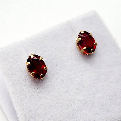 Gold Ruby Stud Earrings, 10K Yellow Gold Genuine Ruby 7x5mm Stud Earrings, July Birthstone, Earrings For Her