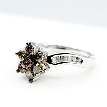 Diamond Ring For Women, Wedding Diamond Ring, 10kt White  Gold Ring with Brown Diamonds 1.00ct, Women Ring, Promise Ring, Anniversary Ring