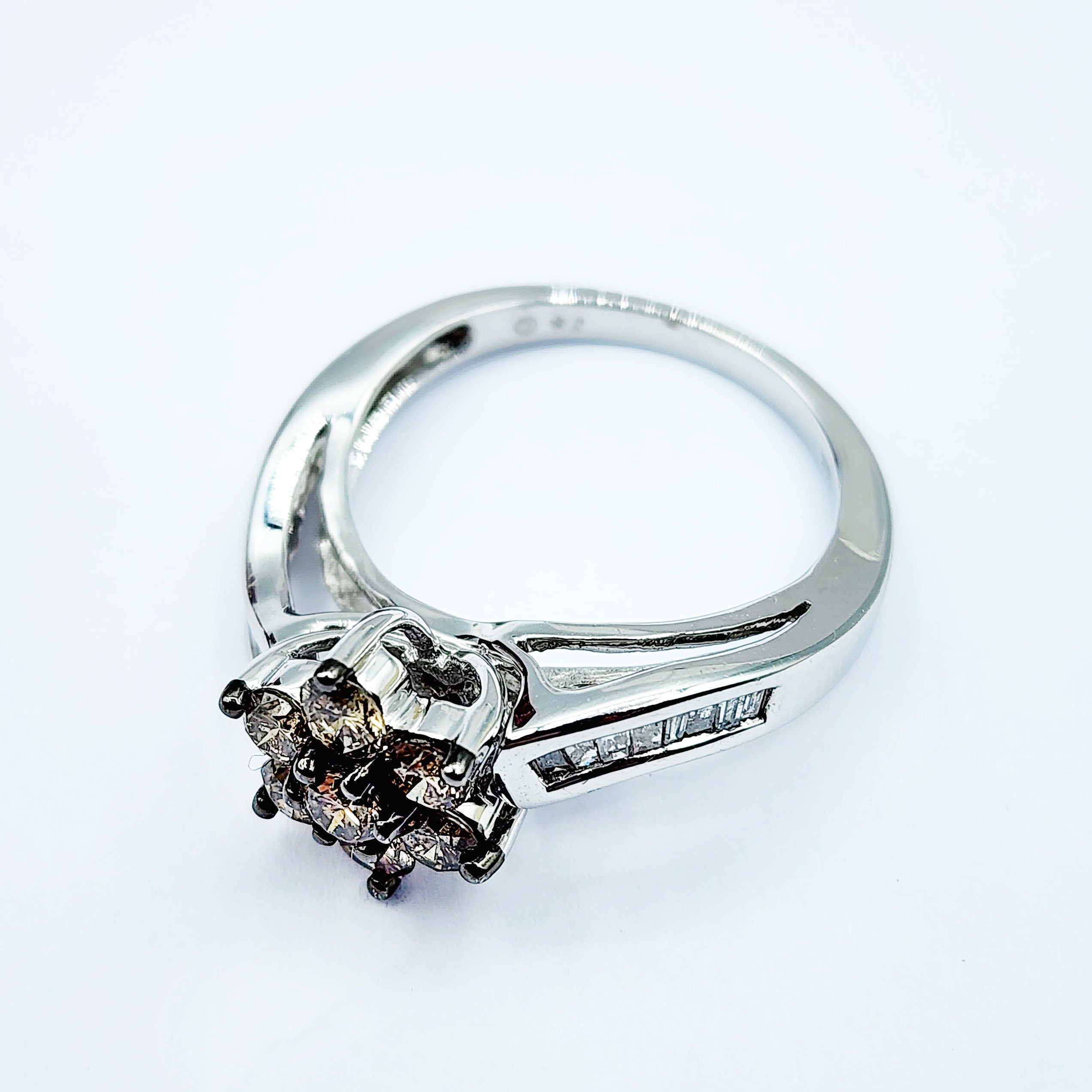 Diamond Ring For Women, Wedding Diamond Ring, 10kt White  Gold Ring with Brown Diamonds 1.00ct, Women Ring, Promise Ring, Anniversary Ring