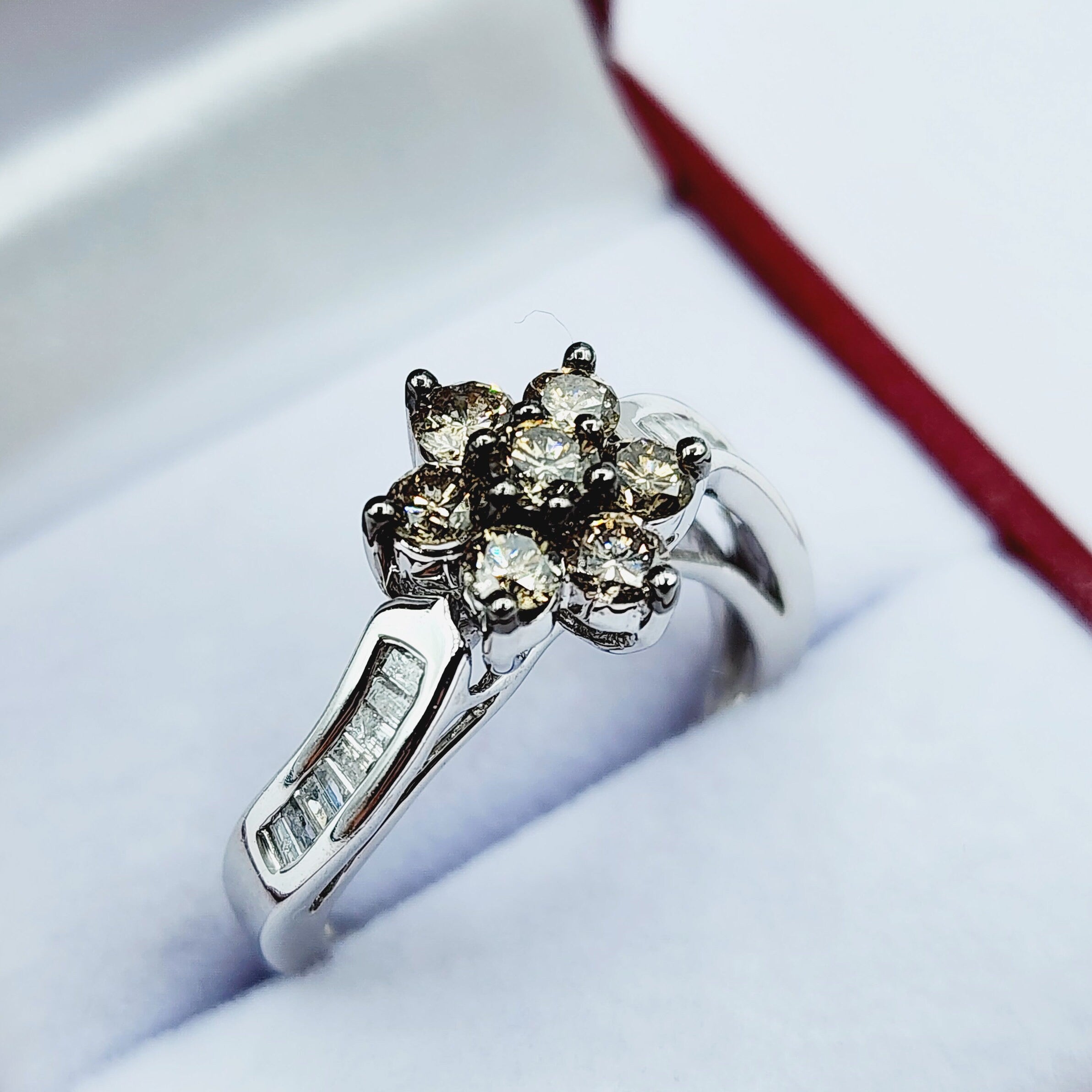 Diamond Ring For Women, Wedding Diamond Ring, 10kt White  Gold Ring with Brown Diamonds 1.00ct, Women Ring, Promise Ring, Anniversary Ring