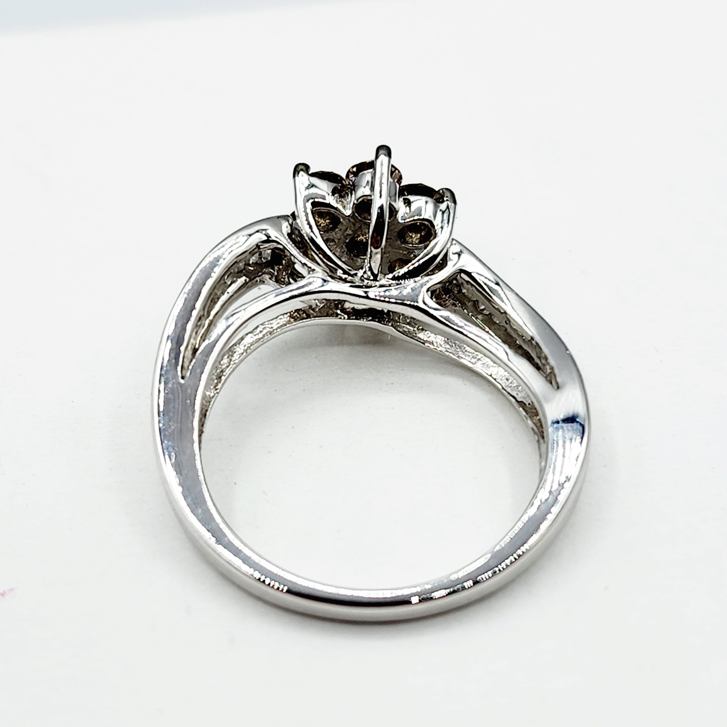 Diamond Ring For Women, Wedding Diamond Ring, 10kt White  Gold Ring with Brown Diamonds 1.00ct, Women Ring, Promise Ring, Anniversary Ring