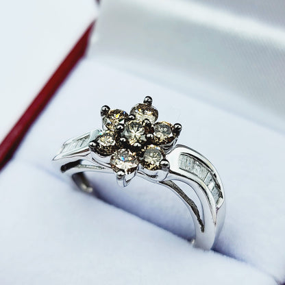 Diamond Ring For Women, Wedding Diamond Ring, 10kt White  Gold Ring with Brown Diamonds 1.00ct, Women Ring, Promise Ring, Anniversary Ring