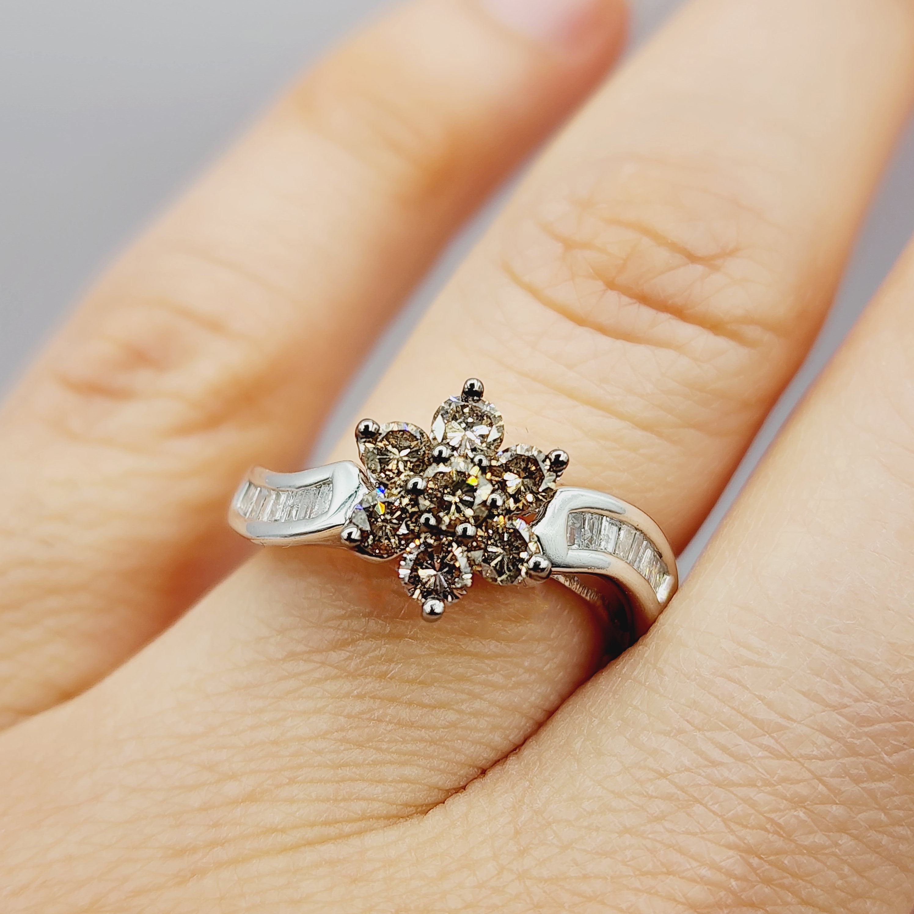Diamond Ring For Women, Wedding Diamond Ring, 10kt White  Gold Ring with Brown Diamonds 1.00ct, Women Ring, Promise Ring, Anniversary Ring