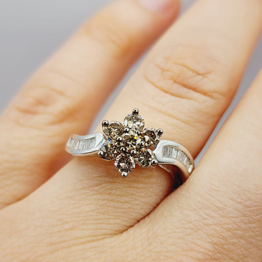 Diamond Ring For Women, Wedding Diamond Ring, 10kt White  Gold Ring with Brown Diamonds 1.00ct, Women Ring, Promise Ring, Anniversary Ring