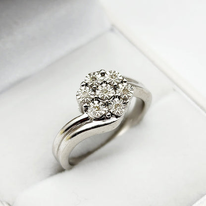 Sterling Silver With 7 Diamond Ring, Engagement Ring for Women, Gift for Birthday, Promise Ring, April Birthstone, Anniversary Gift