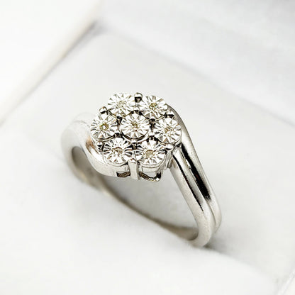 Sterling Silver With 7 Diamond Ring, Engagement Ring for Women, Gift for Birthday, Promise Ring, April Birthstone, Anniversary Gift