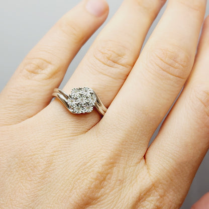 Sterling Silver With 7 Diamond Ring, Engagement Ring for Women, Gift for Birthday, Promise Ring, April Birthstone, Anniversary Gift
