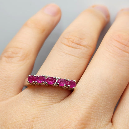 925 Sterling Silver Natural Ruby 1.0ct Ring, July Birthstone, Birthday Gift for her, Silver Ruby Ring Jewelry for Women, Mom's Birthday Gift