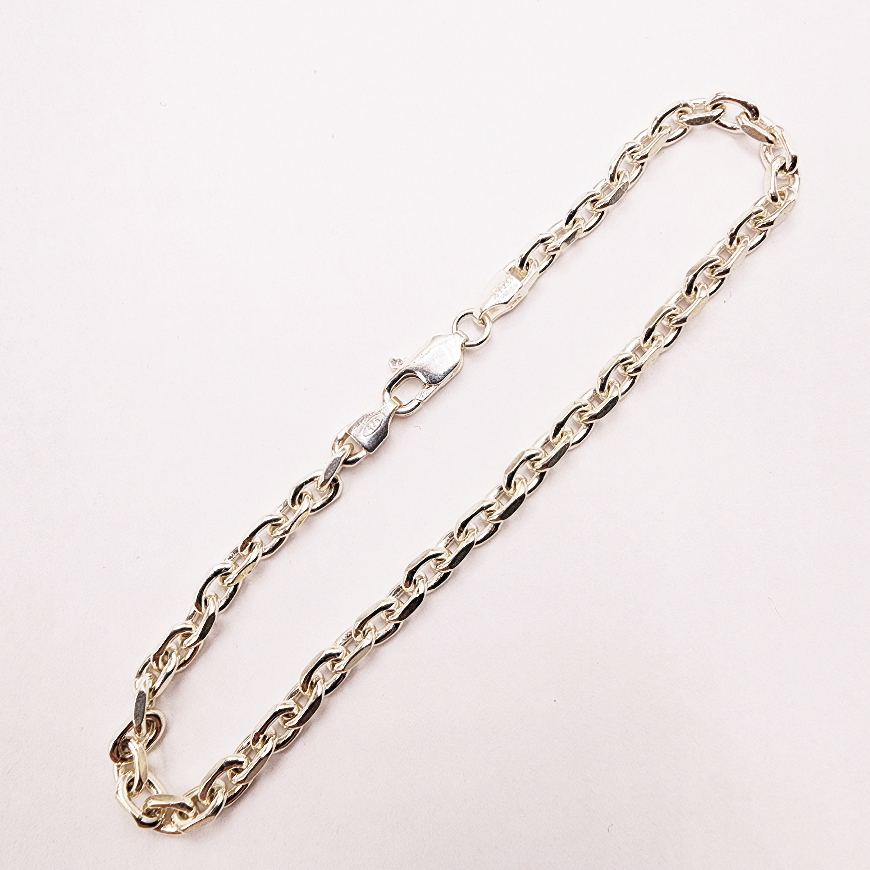 925 Sterling Silver Rolo Bracelet 3.7mm, 8 inches Bracelet Unisex, Solid Silver Bracelet for Women Men Birthday Gift, Dainty Bracelet