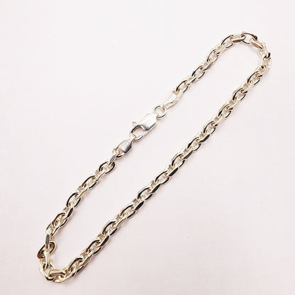 925 Sterling Silver Rolo Bracelet 3.7mm, 8 inches Bracelet Unisex, Solid Silver Bracelet for Women Men Birthday Gift, Dainty Bracelet