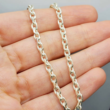 925 Sterling Silver Rolo Bracelet 3.7mm, 8 inches Bracelet Unisex, Solid Silver Bracelet for Women Men Birthday Gift, Dainty Bracelet