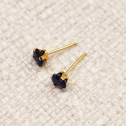 14K Gold Blue Sapphire Stud Earrings, 14K Yellow Gold Natural Blue Sapphire 3.5-4mm Stud Earrings, September Birthstone, Gemstone Earrings