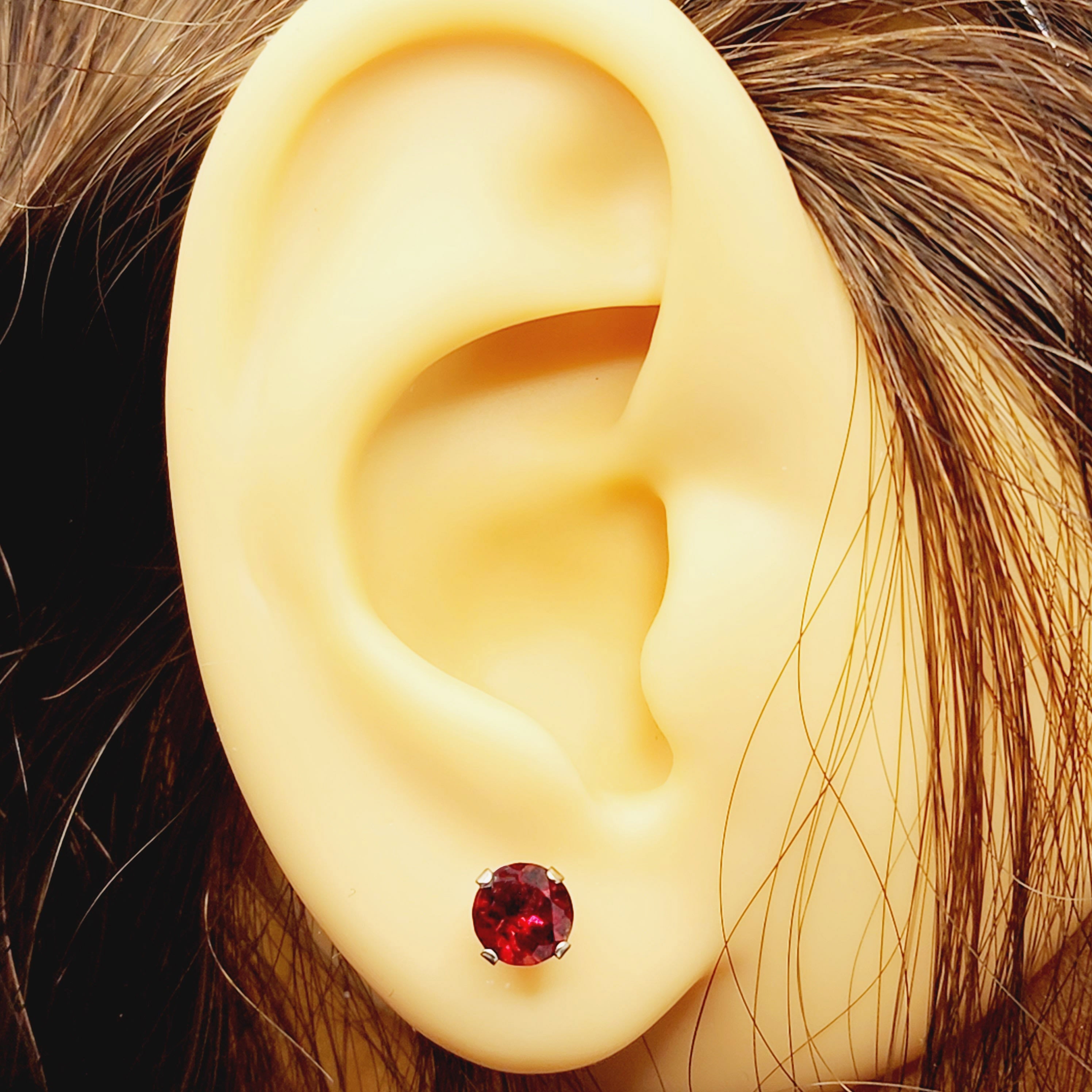 Gold Garnet Stud Earrings, 10K Gold Genuine Garnet 5x5mm Earrings, January Birthstone, Gift For Women