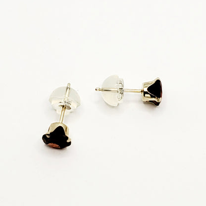Gold Garnet Stud Earrings, 10K Gold Genuine Garnet 5x5mm Earrings, January Birthstone, Gift For Women