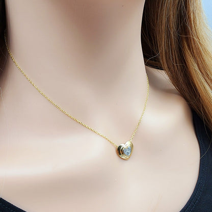 Gold Diamond Pendant | 14K Yellow Gold Heart Shape Diamond Pendant