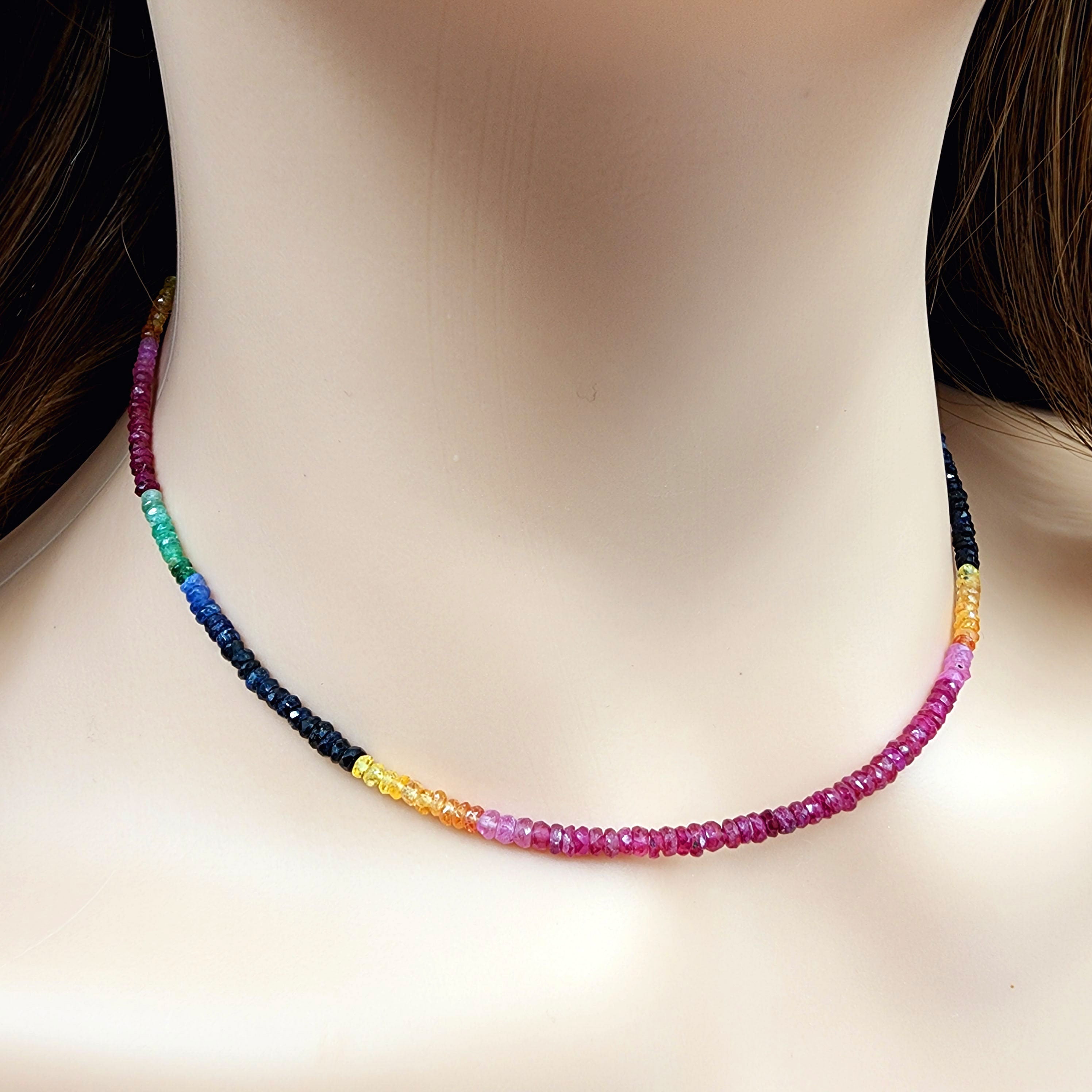 Multi Color Gemstone Bead Necklace, Beads Set Natural Gemstone Necklace, Beads Jewelry, Dainty Stone Necklace For Her