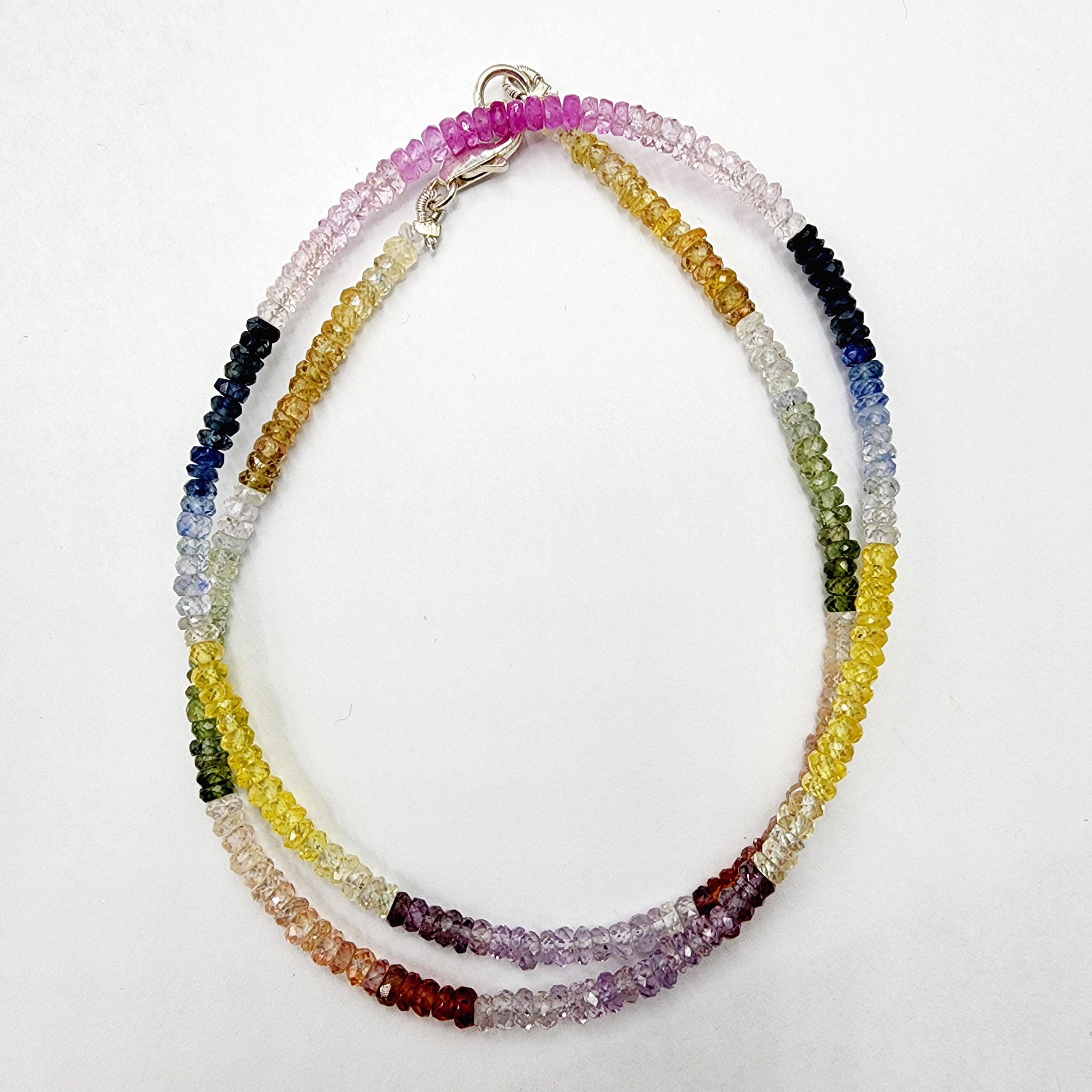 Sapphire and Ruby Necklace | Multicolor Natural Sapphire and Ruby (28.93cts) Necklace
