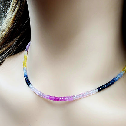 Sapphire and Ruby Necklace | Multicolor Natural Sapphire and Ruby (28.93cts) Necklace