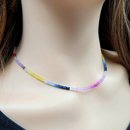 Sapphire and Ruby Necklace | Multicolor Natural Sapphire and Ruby (28.93cts) Necklace