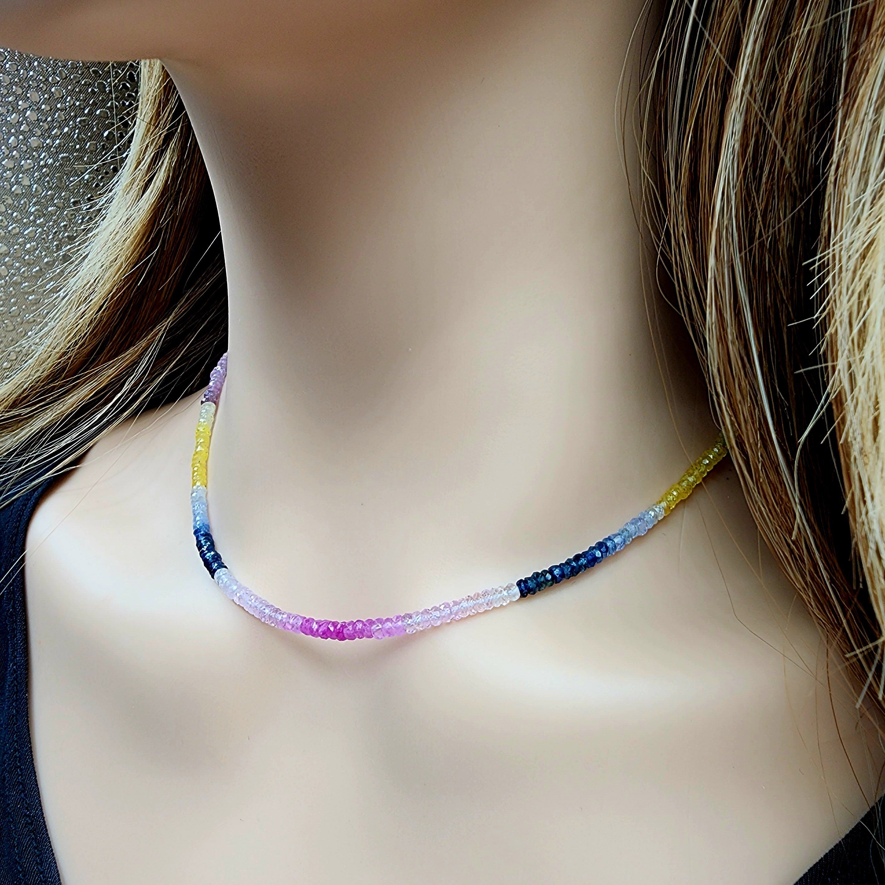 Sapphire and Ruby Necklace | Multicolor Natural Sapphire and Ruby (28.93cts) Necklace