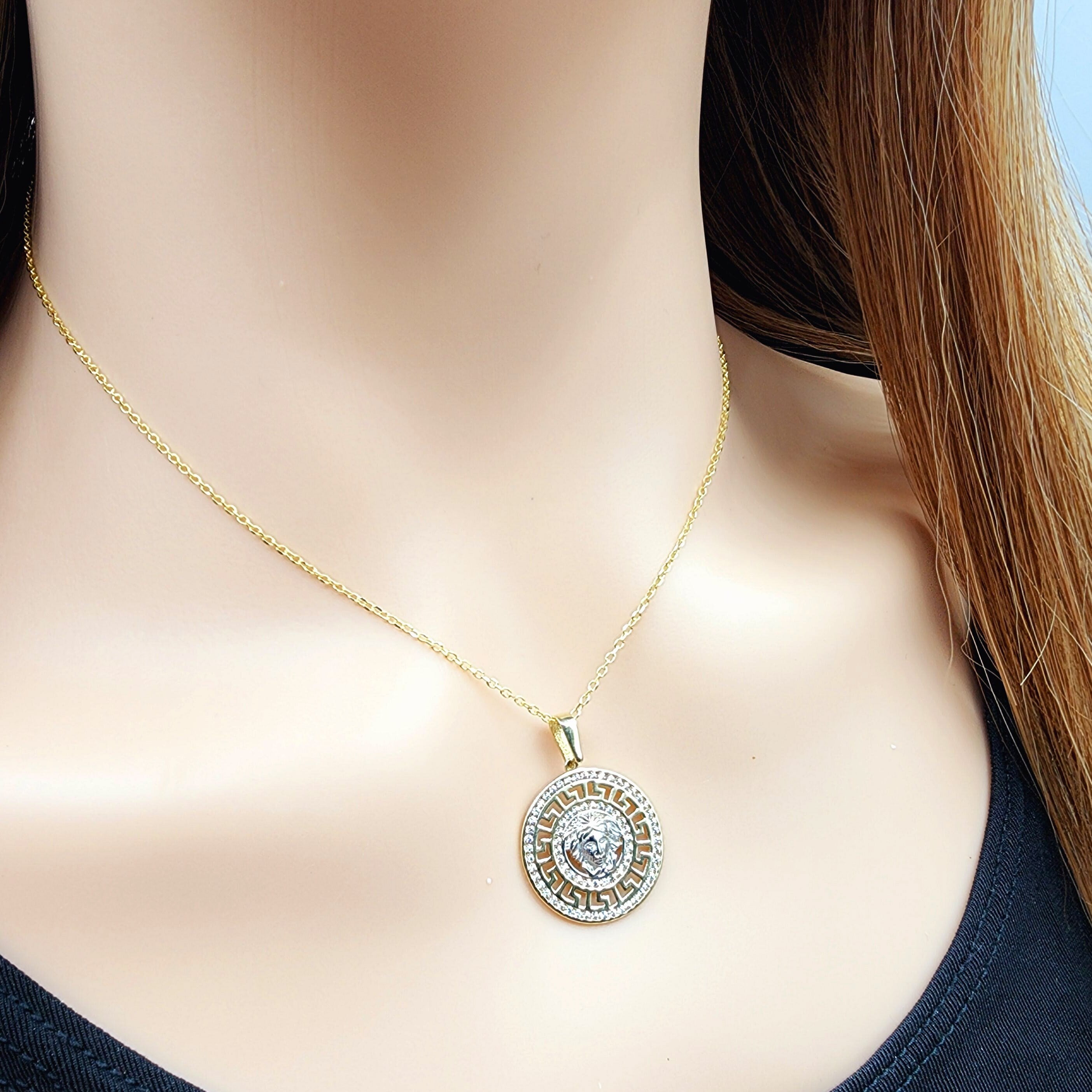 Gold Pendant Necklace, 10K Yellow Gold Pendant With CZ, Dainty Gold For Men and Women, Unisex Necklace