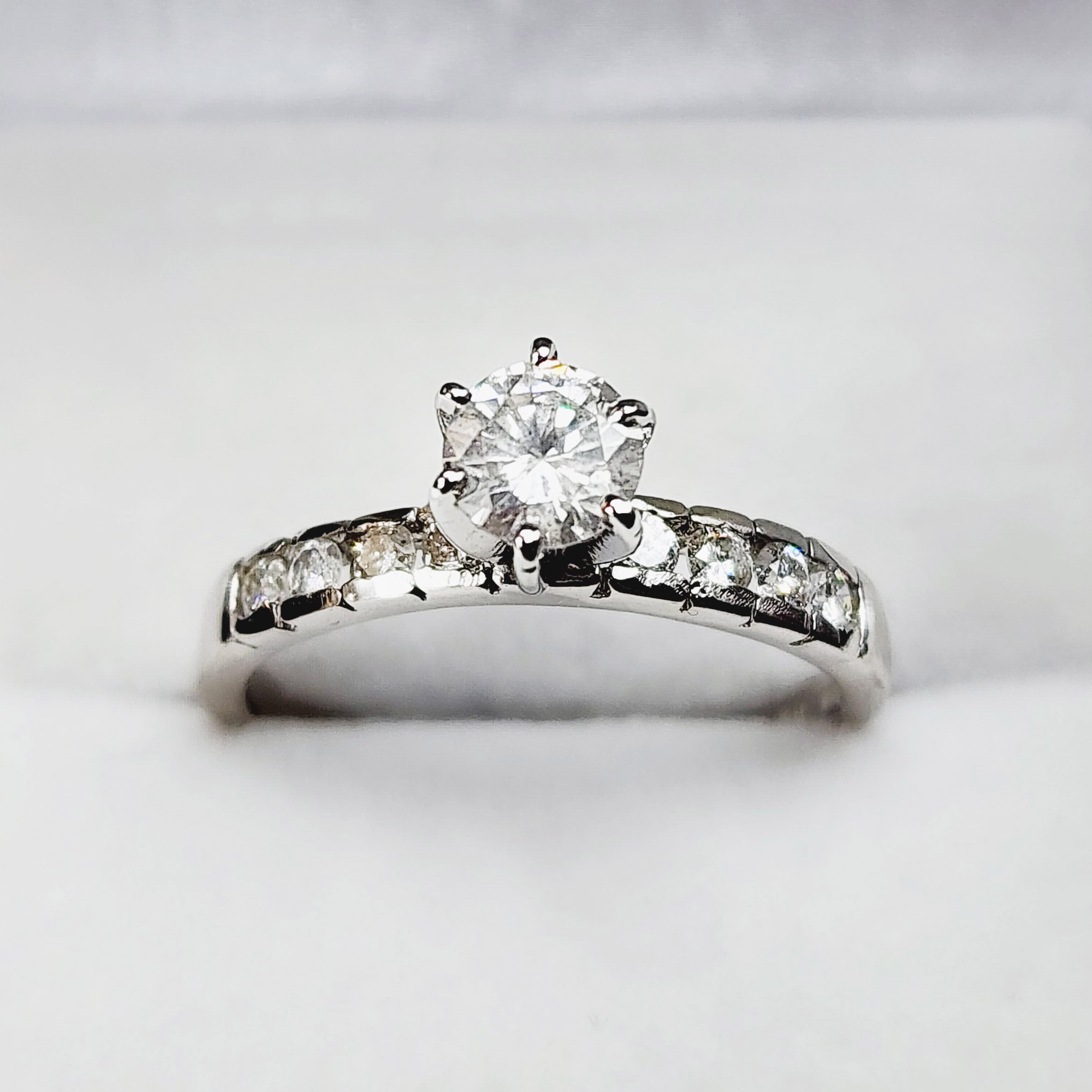 Gold Diamond Ring, 14K White Gold Natural Diamond (0.80ct) Ring, Engagement Wedding Promise Rings For Women