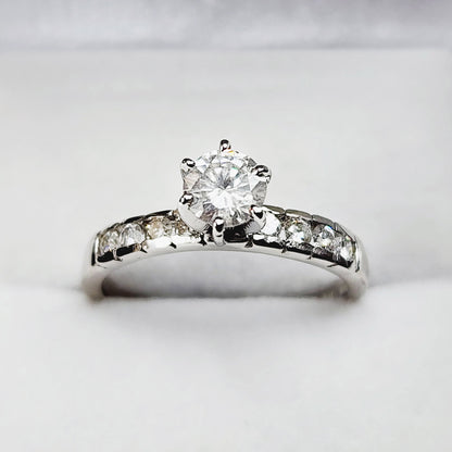 Gold Diamond Ring, 14K White Gold Natural Diamond (0.80ct) Ring, Engagement Wedding Promise Rings For Women