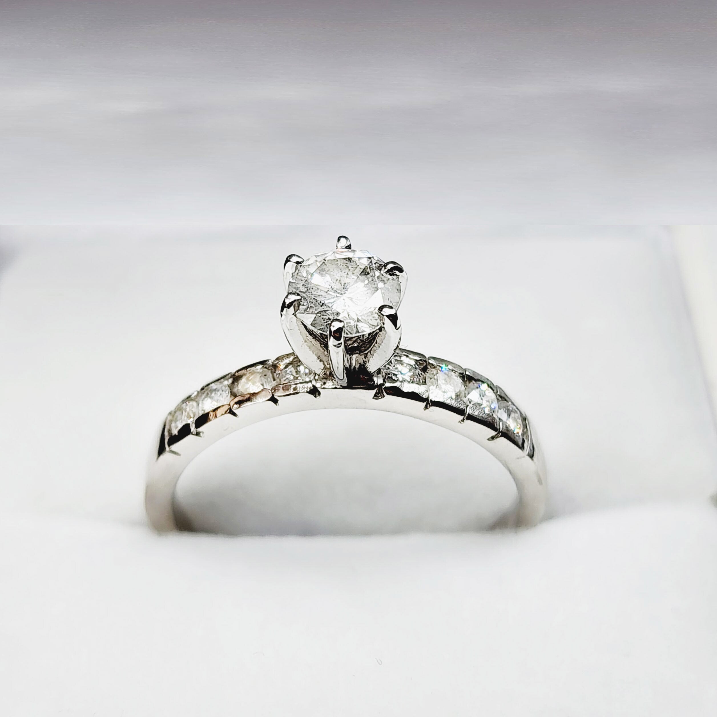 Gold Diamond Ring, 14K White Gold Natural Diamond (0.80ct) Ring, Engagement Wedding Promise Rings For Women