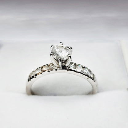Gold Diamond Ring, 14K White Gold Natural Diamond (0.80ct) Ring, Engagement Wedding Promise Rings For Women