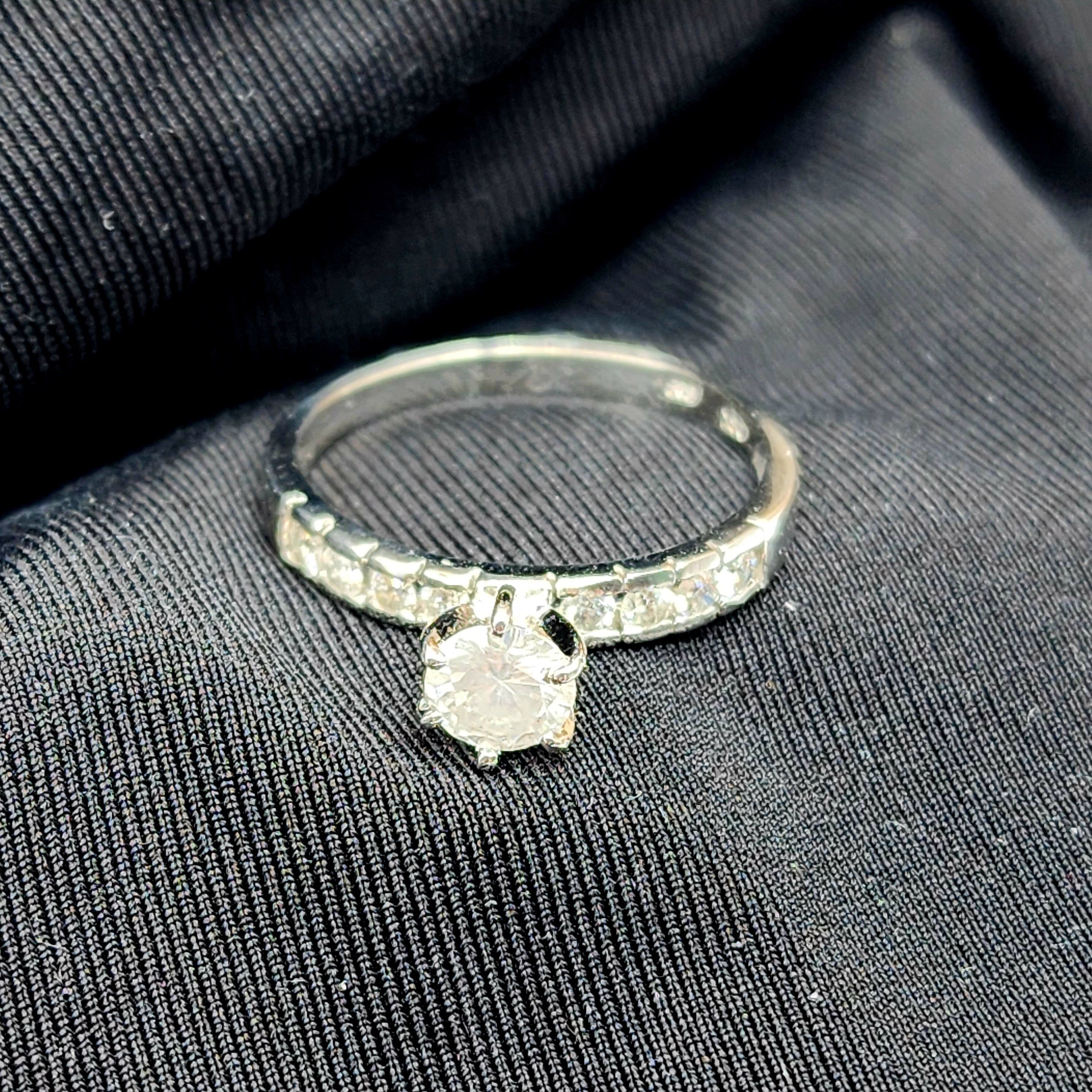 Gold Diamond Ring, 14K White Gold Natural Diamond (0.80ct) Ring, Engagement Wedding Promise Rings For Women
